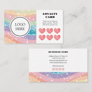 Fidelización Tarjeta de fidelidad Pastel Rainbow Kawaii