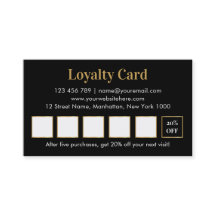 Tarjeta de fidelidad PMU elegante en negro y dorad