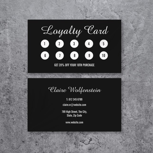 Fidelización Tarjeta de fidelidad profesional moderna en blanco (Modern Professional Black and White Loyalty Card)