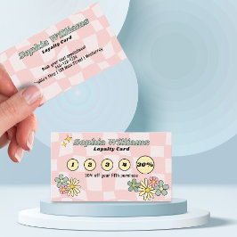 Fidelización Tarjeta de fidelidad Retro Pink Checker Business M