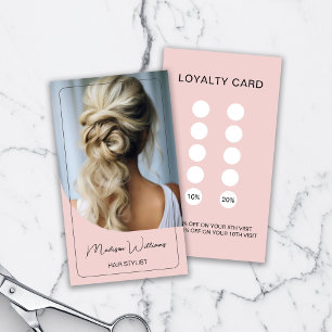 Fidelización Tarjeta de fidelidad rosada moderna de Hair Stylis