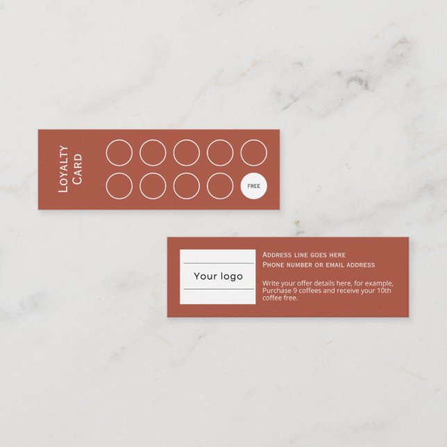 Fidelización Tarjeta de fidelidad, transparente y simple, marró (Anverso / Reverso)