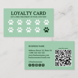 Fidelización Tarjeta de fidelidad verde de código QR de mascota