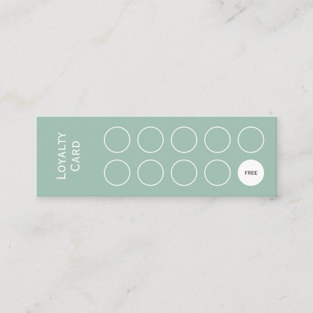 Fidelización Tarjeta de fidelidad, verde salado, limpio y senci (Anverso)