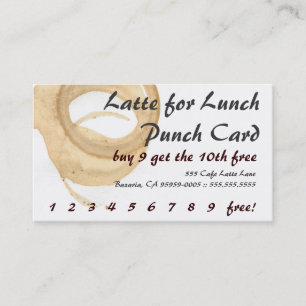 Fidelización Tarjeta de golpe para café Latte para el almuerzo