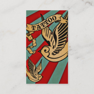 Fidelización tarjeta de la cupón del tatuaje del gorrión