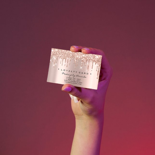 Fidelización Tarjeta de Lealtad 6 Punch Makeup Artist Rosa de c (Loyalty Card 6 Punch Makeup Artist Heart Rose Drip)