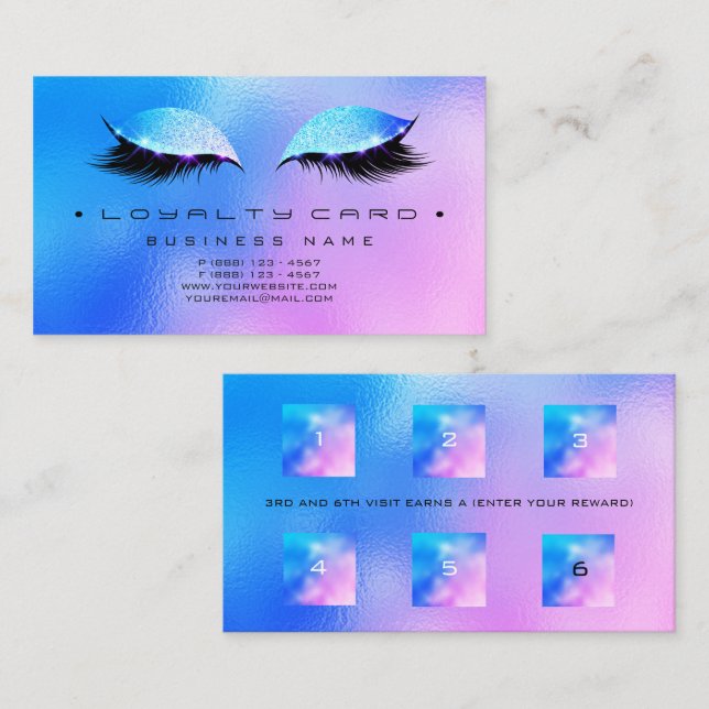 Fidelización Tarjeta de Lealtad 6 Salón de Belleza Makeup Glass (Anverso / Reverso)