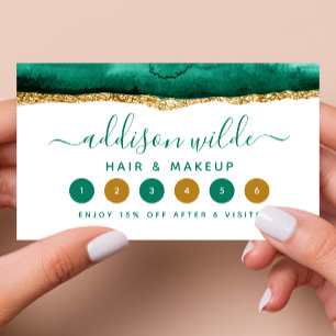 Fidelización Tarjeta de Lealtad de Acuarela Verde Esmeralda y D