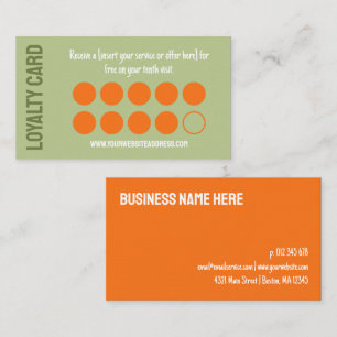 Fidelización Tarjeta de lealtad de diez visitas verde naranja m