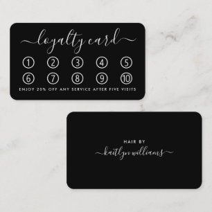 Fidelización Tarjeta de Lealtad de Guión Simple - Blanco y Negr