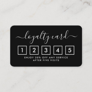 Fidelización Tarjeta de Lealtad de Guión Simple - Blanco y Negr