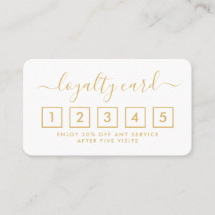 Fidelización Tarjeta de Lealtad de Script Simple - Oro y Blanco