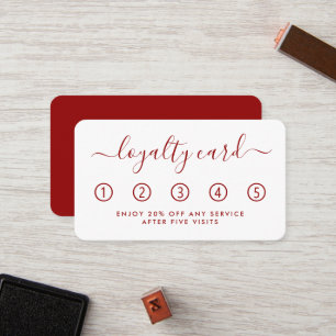 Fidelización Tarjeta de Lealtad de Script Simple - Rojo y Blanc