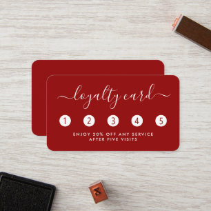 Fidelización Tarjeta de Lealtad de Script Simple - Rojo y Blanc
