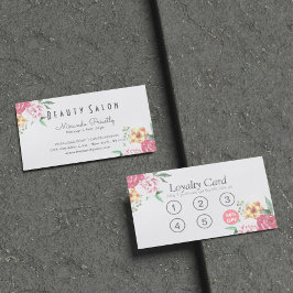 Fidelización Tarjeta de Lealtad Elegante Maquillaje Floral y El