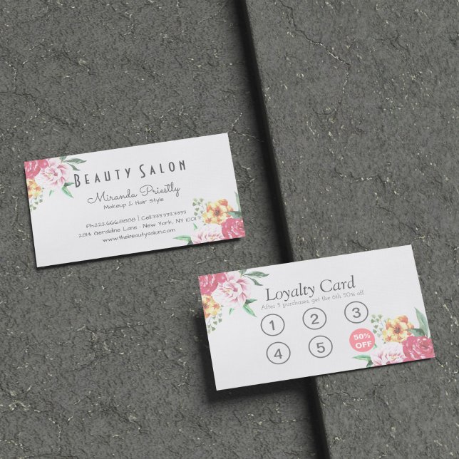 Fidelización Tarjeta de Lealtad Elegante Maquillaje Floral y El (Subido por el creador)