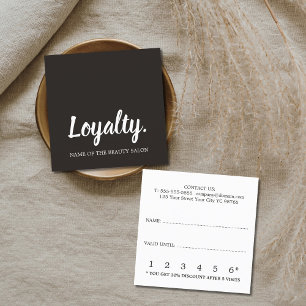 Fidelización Tarjeta de Lealtad Elegante Marfil Negro Blanco