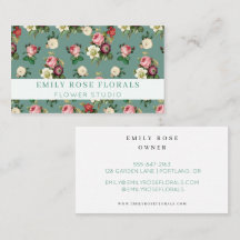 Tarjeta de Lealtad Floral Rosa Vintage Verde Salvi