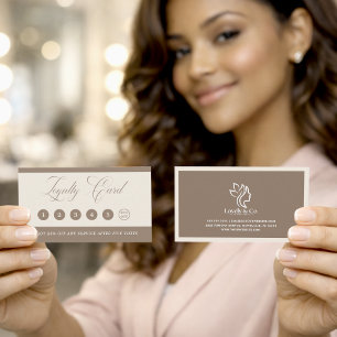 Fidelización Tarjeta de Lealtad Minimalista de Belleza en Beige
