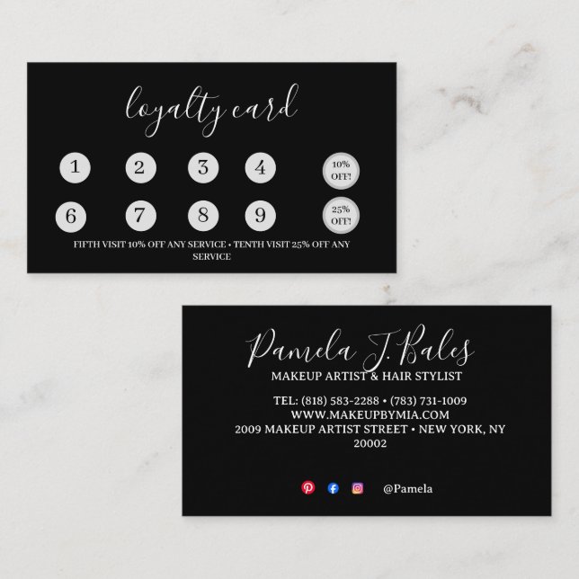 Fidelización Tarjeta de Lealtad Plana 3.5" x 2.0" (Anverso / Reverso)