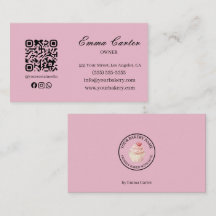 Tarjeta de Negocio de Panadería de Cupcake de Acua