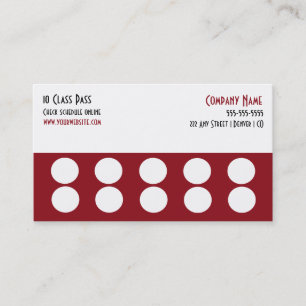 Fidelización Tarjeta de pases de clase 10 Gym Business Card