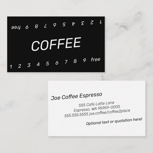 Fidelización Tarjeta de perforación de café con doble número de (Anverso / Reverso)