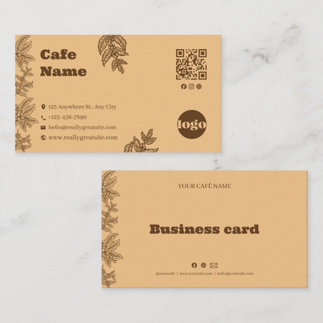 Fidelización Tarjeta de presentación de Café Botánico Rústico (Anverso / Reverso)