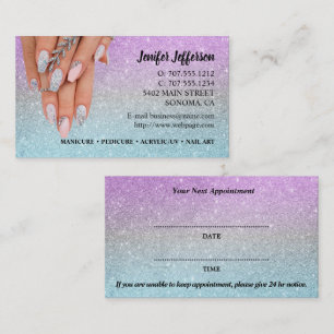 Fidelización Tarjeta de presentación de citas de Nail Salon
