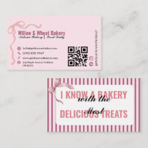 Tarjeta de presentación de la panadería Pink Bow c