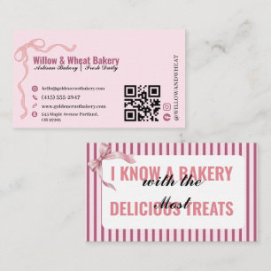 Fidelización Tarjeta de presentación de la panadería Pink Bow c
