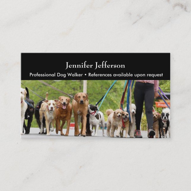 Fidelización Tarjeta de presentación de paseador de perros (Anverso)