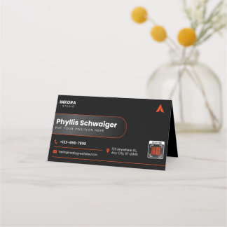 Fidelización Tarjeta de Presentación Moderna Negra y Naranja co