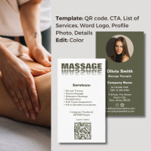 Tarjeta de presentación Moss Green Massage Therapi