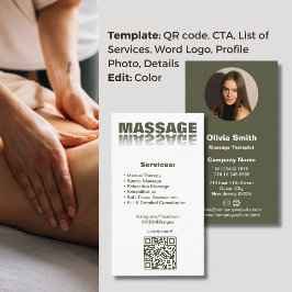 Fidelización Tarjeta de presentación Moss Green Massage Therapi