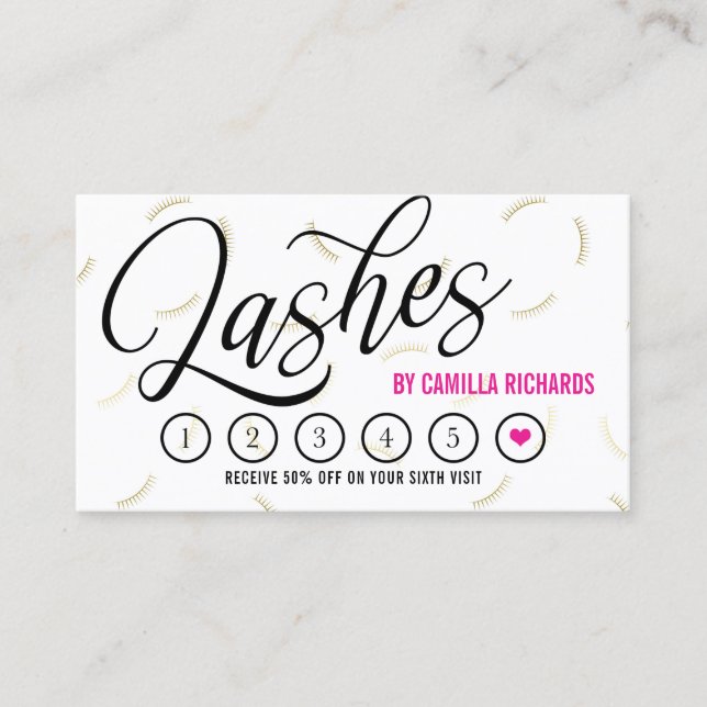 Fidelización Tarjeta de puntería de lealtad Black Script & Gold (Anverso)