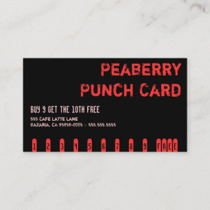 Fidelización Tarjeta de Punzón de Bebida de Café Dark Peaberry