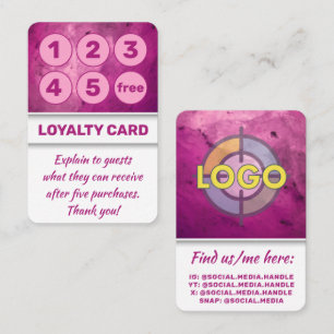 Fidelización Tarjeta de punzonado de estilo negrita y rosa cali