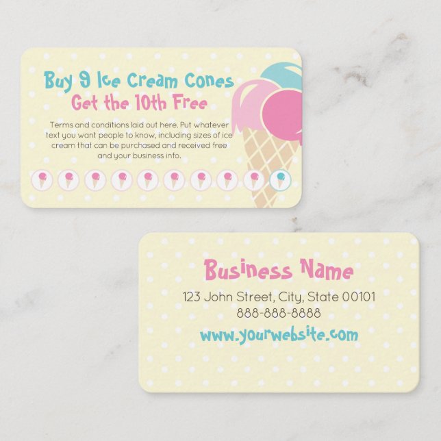 Fidelización Tarjeta de punzonado de fidelidad de helado - Comp (Anverso / Reverso)