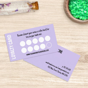 Fidelización Tarjeta de punzonado de lealtad morado 10 visitas 