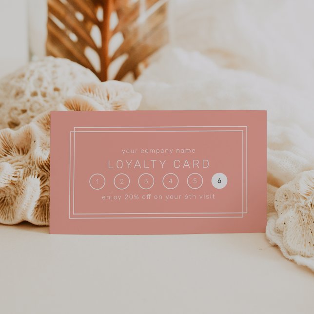 Fidelización Tarjeta de recompensa de negocios de melocotón rub (AVERY Minimal Blush Peach Business Reward 6 Punch Loyalty Card)