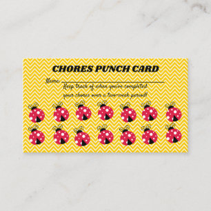 Fidelización Tarjeta de recompensas editable Lady Bug Chores