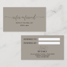 Tarjeta de Referencia de Salón de Cabello Taupe
