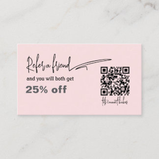 Fidelización Tarjeta de referencia de salón de uñas Rubor Pink
