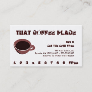 Fidelización Tarjeta de sacador de la bebida del café