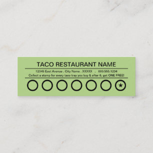 Fidelización tarjeta de sacador de los rapidos del tacos