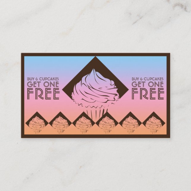 Fidelización tarjeta de sello de diamante cupcake sherbert (Anverso)