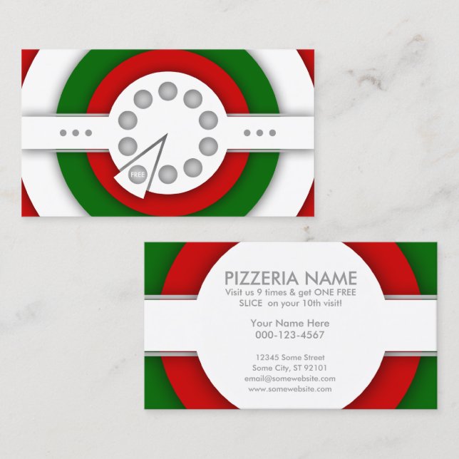 Fidelización tarjeta de sello de fidelidad retro PIZZA (Anverso / Reverso)