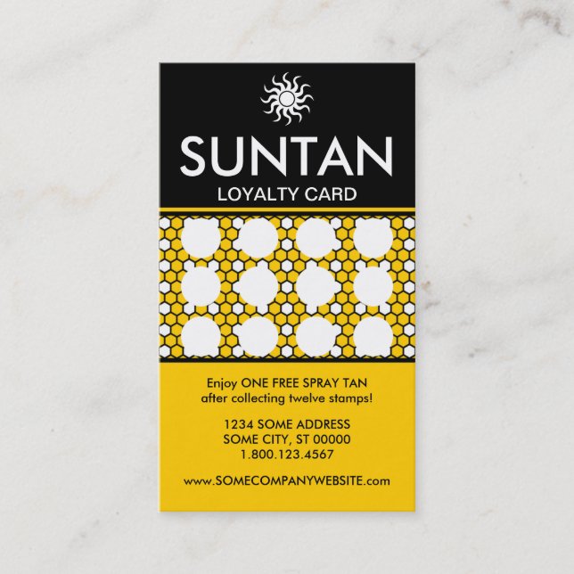 Fidelización Tarjeta de sello SUNTAN hexa (Anverso)